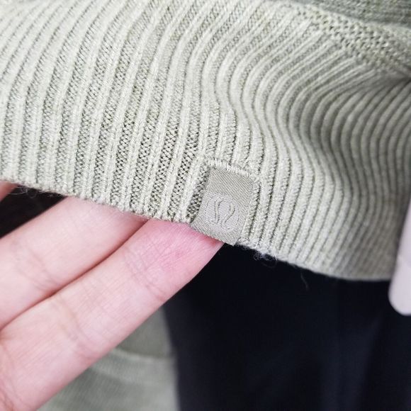 Lululemon Cashlu Knit Waterfall Open Cardigan In Heathered Rosemary Green Sz M/L - Picture 8 of 13